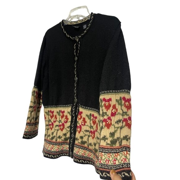 Boric Design Vintage Ornate Wool Blend Sweater M - Picture 3 of 6